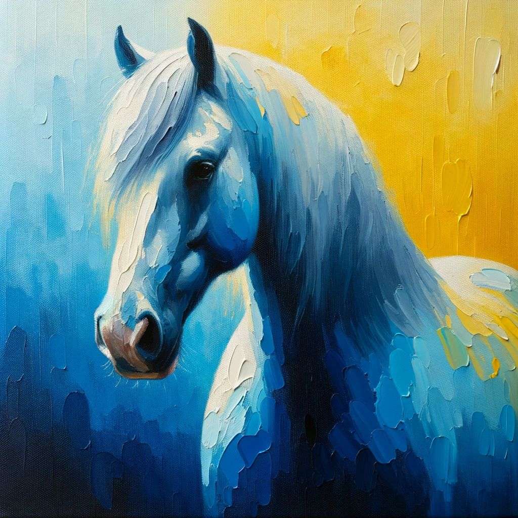 a horse, painting, two color